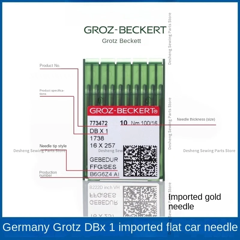 100PCS 10bag Germany Imported Dbx1 Db1 Groz Sewing Machine Needles Groz-Beckert Db*1 Heat-Proof Titanium Gebedur Gold Needle 11