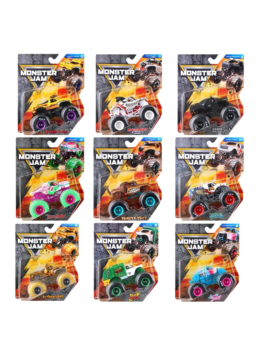 Monster Jam Monster Truck Schaal 1:64 Gegoten Voertuig Sparkle Smash Thunderroarus Monster Truck Jongens Off-Road Racing Collectible - afbeelding 2