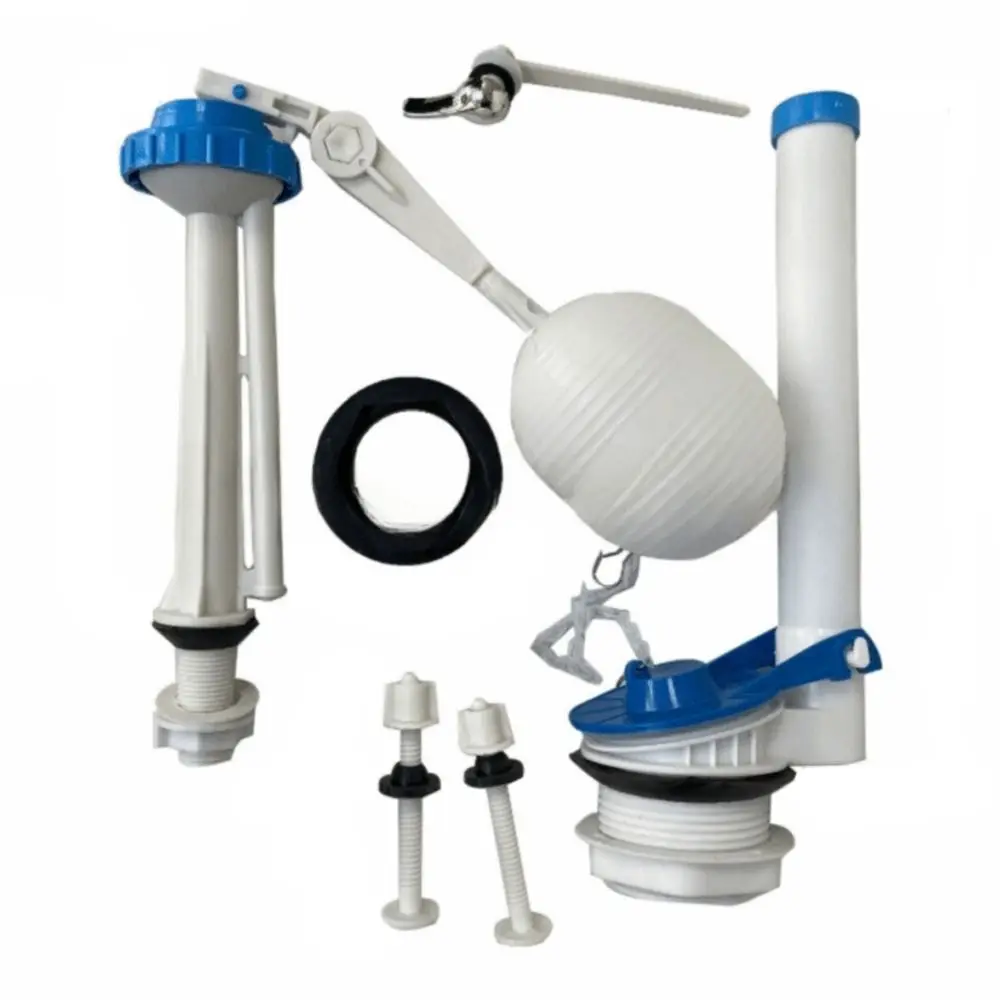 1 Set Push Button Toilet Water Tank Inlet Valve Pull Handle Accessories Toilet Repair Kit Easy Install Blue&white