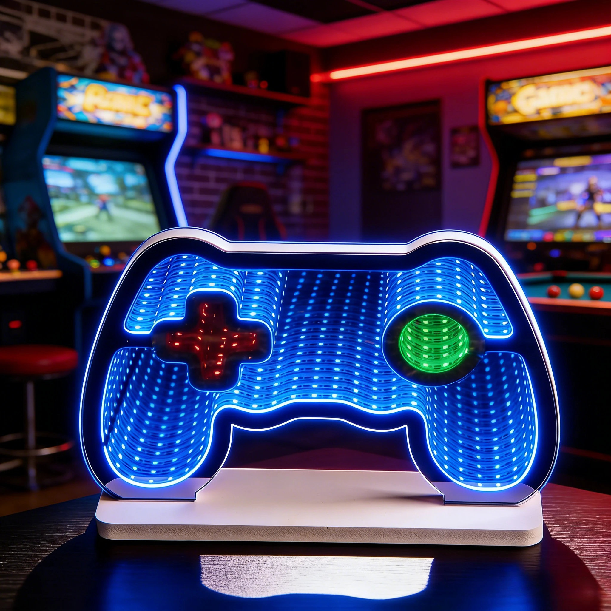 Gamepad Infinity Mirror Light 3D  LED Night Light USB Powered Gaming Room Decor Cool Gamer Gifts for Bedroom Desk Teen Boys Kids