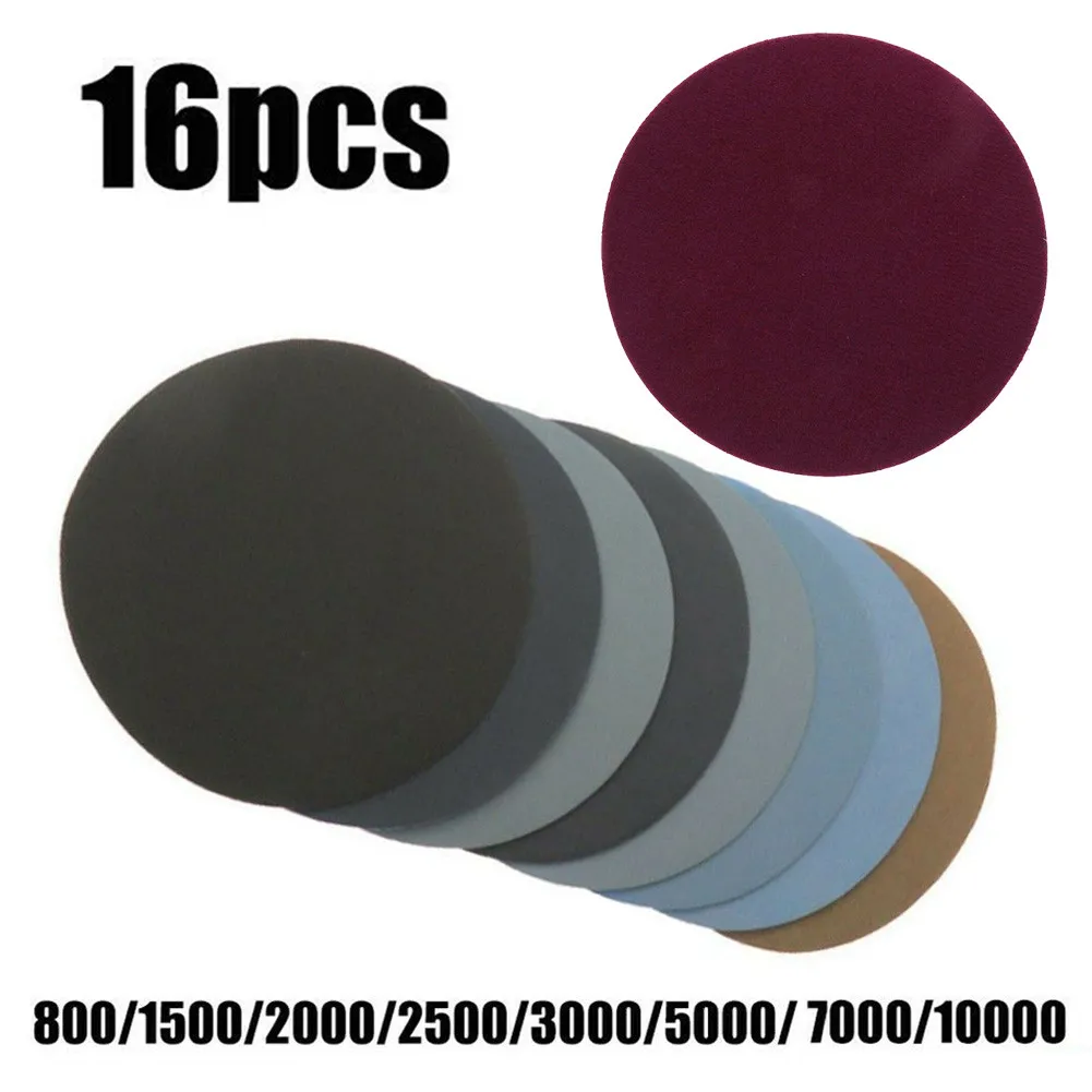 125mm Wet And Dry Sanding Discs 5 Inch Sandpaper Hook& Loop Pads Grit 800-10000 Waterproof Round Sticky Polishing Sandpaper