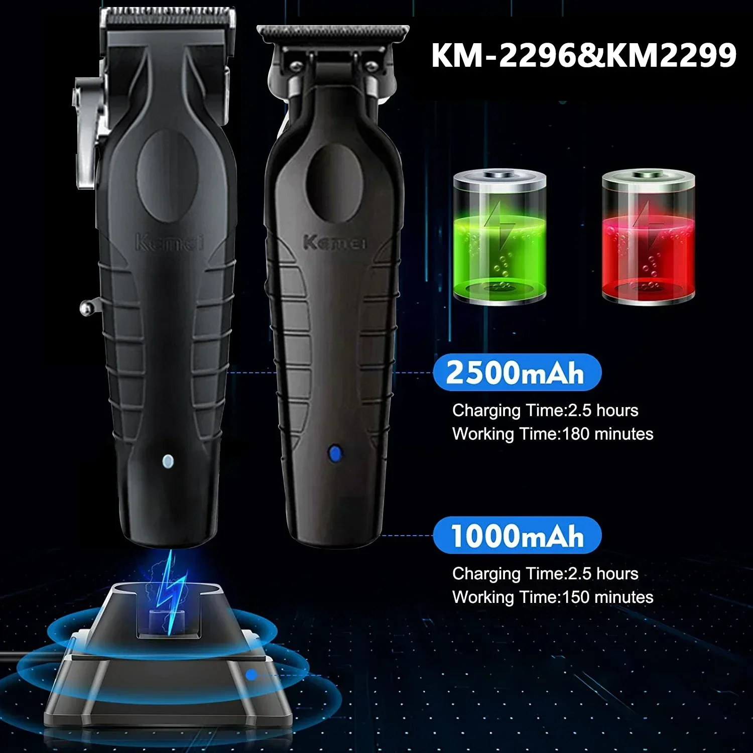 Kemei KM-2296 Professionele Tondeuse Kit Elektrisch Scheerapparaat Mannelijke Haar Snijmachine Heren Trimmer Machine