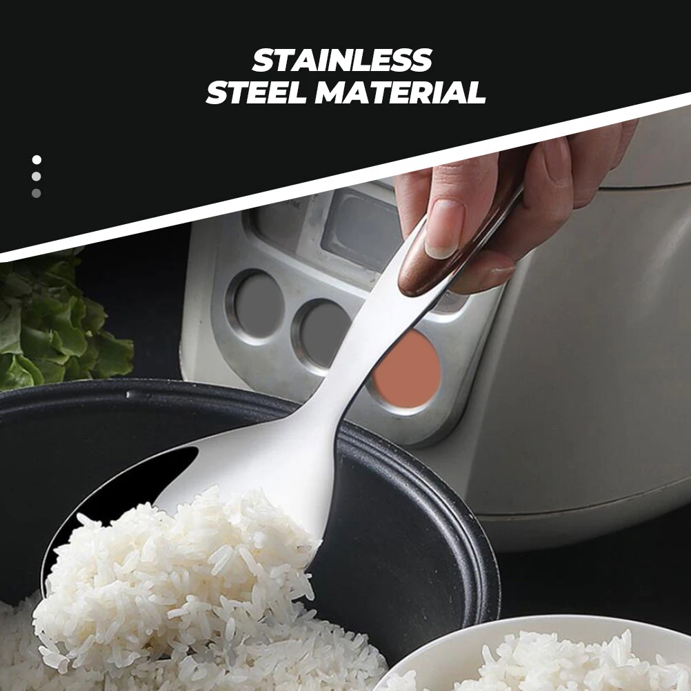 

2pcs Large Rice Spoon Stainless Steel Food Serving Spoons Salad Spoons Western Catering Supplies Hygienic Communal Spoon Easy