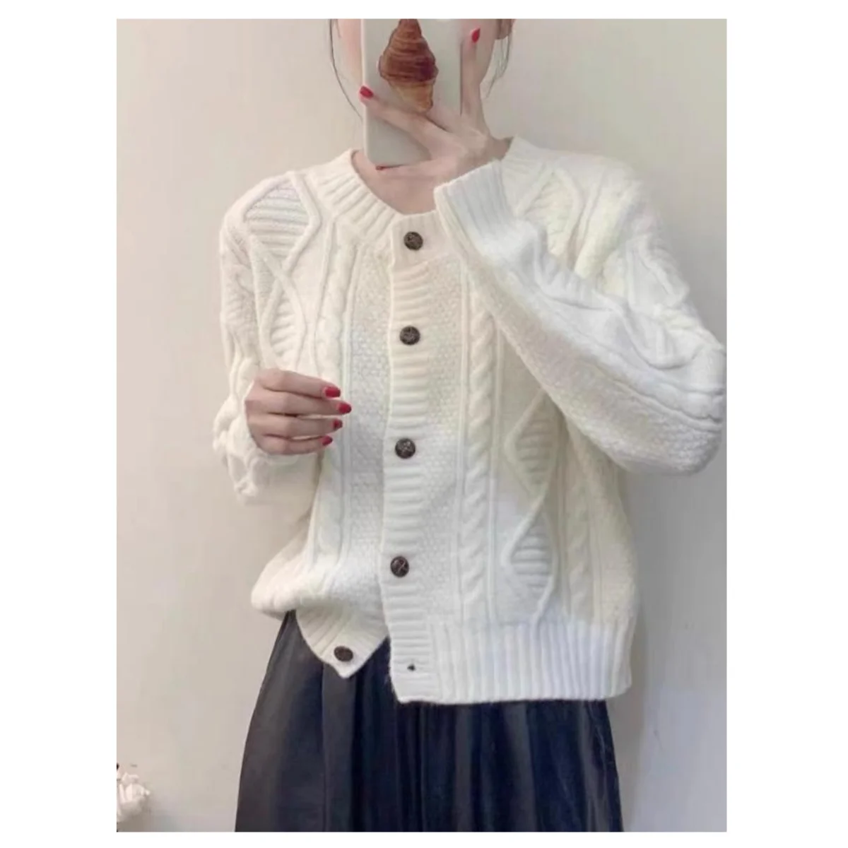 

Autumn Winter Women's Sweaters Cardigans Casual Retro Solid Thick Knit Cardigans Long Sleeve Thermal Y2k Knit Outerwears