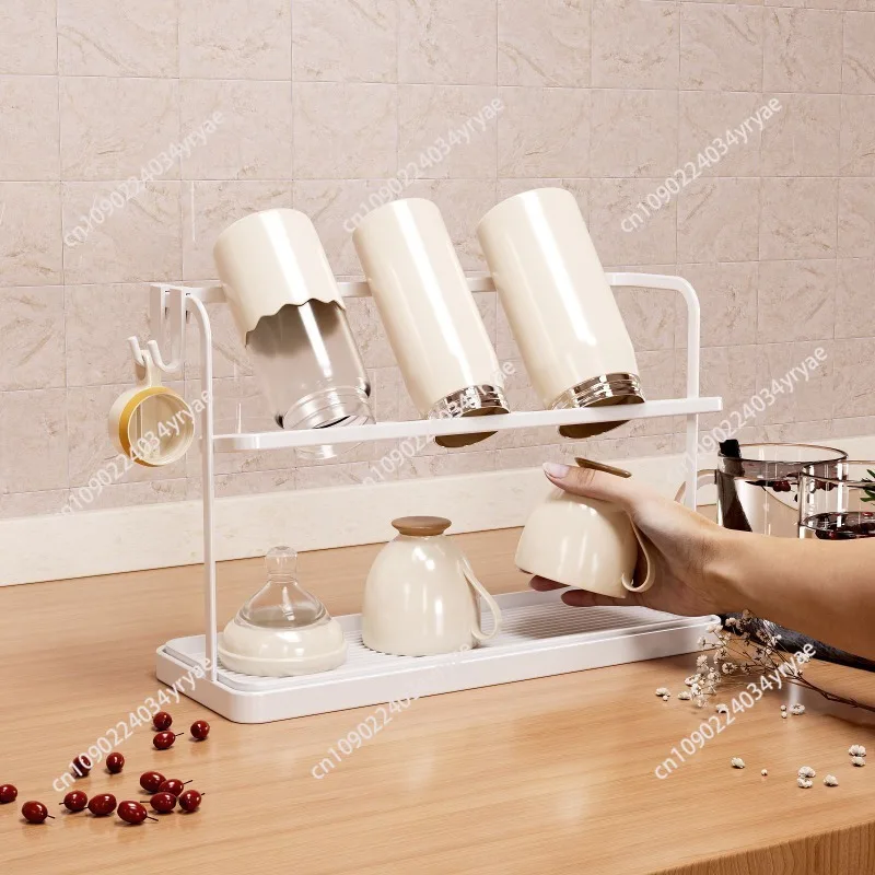 holder household desktop double-layer cup holder teacup water cup storage rack upside down drain rack tea set high value