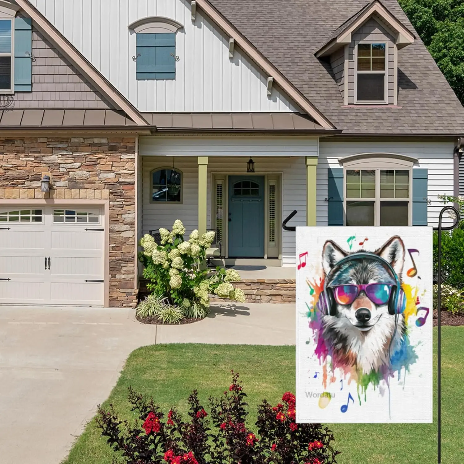 Hello Spring Summer Wolf Decorative Garden Flag, Home Yard Outdoor Decor, Seasonal Small Outside Decoration Double Sided 28x GGX