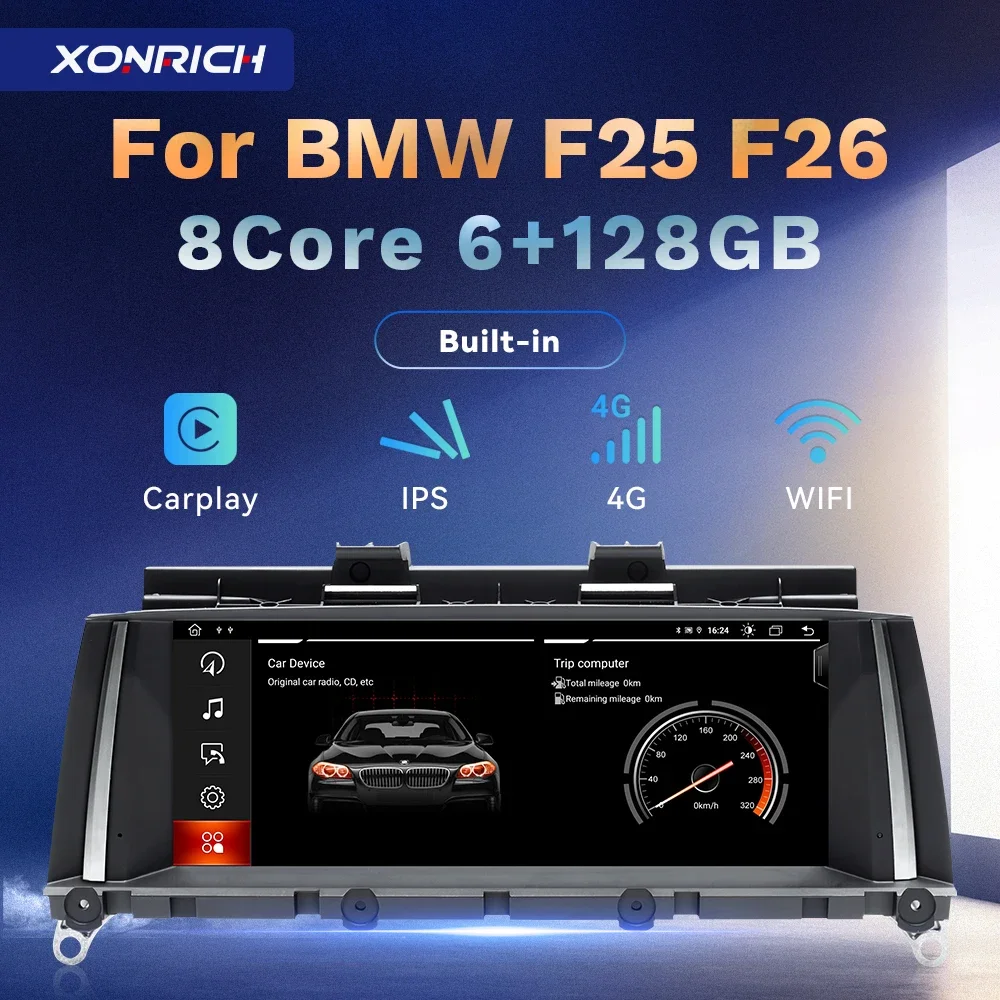 128GB Carplay Android 12 Car Auto Radio For BMW X3 F25 X4 F26 CIC NBT Navigation 8.8