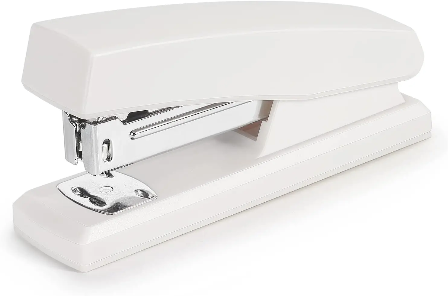 Compact White Desk Stapler, 80 Staples Capacity, Jam-Resistant & Durable for Office and Home Use