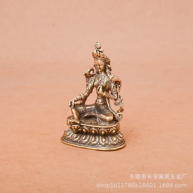 Brass Green Tara Small Statue Tantric Buddha Figurines Miniatures Buddhism Buddhist Figure Desktop Enshrine Ornaments Home Decor