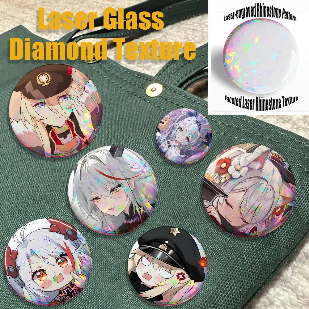 A-Azur Game Lane Enamel Pins Funny Cartoon Characters Badge Fashion Jewelry Accessories Round Snap-in Brooch on Backpack