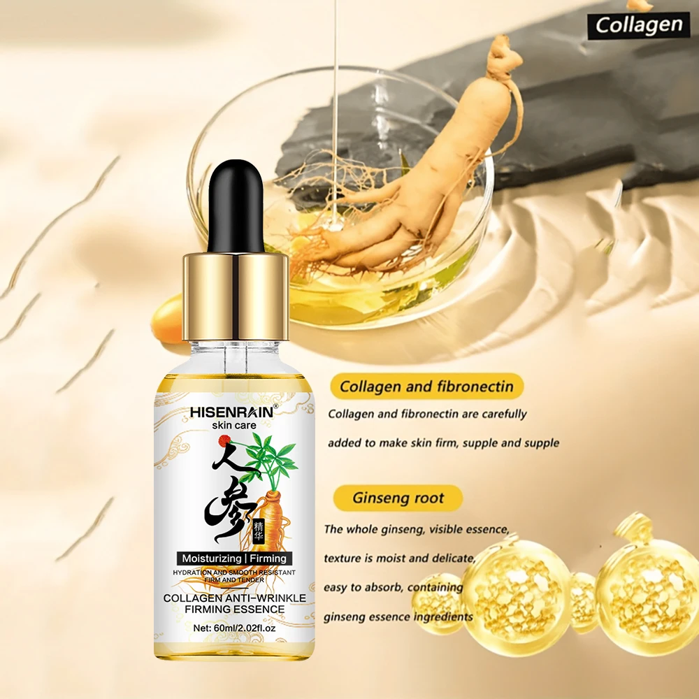 HISENRAIN Ginseng Collagen Anti-Aging Serum - Wrinkle Reduction, Skin Firming & Moisturizing, Natural Rejuvenating Face Essence.