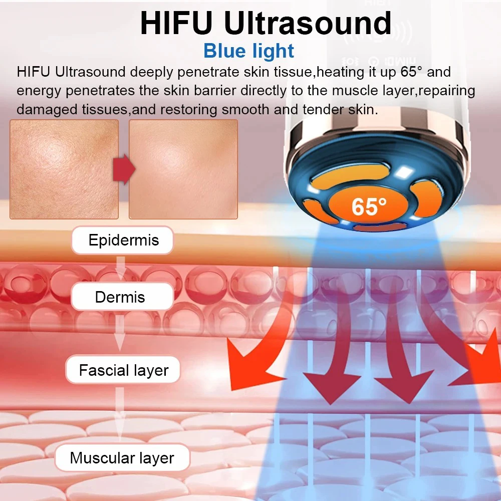 Mini Hifu Face Lifting Ultrasound Lifting Microcurrents Face Radio Frequency Skin Tightening EMS Skin Rejuvenation Beauty Health