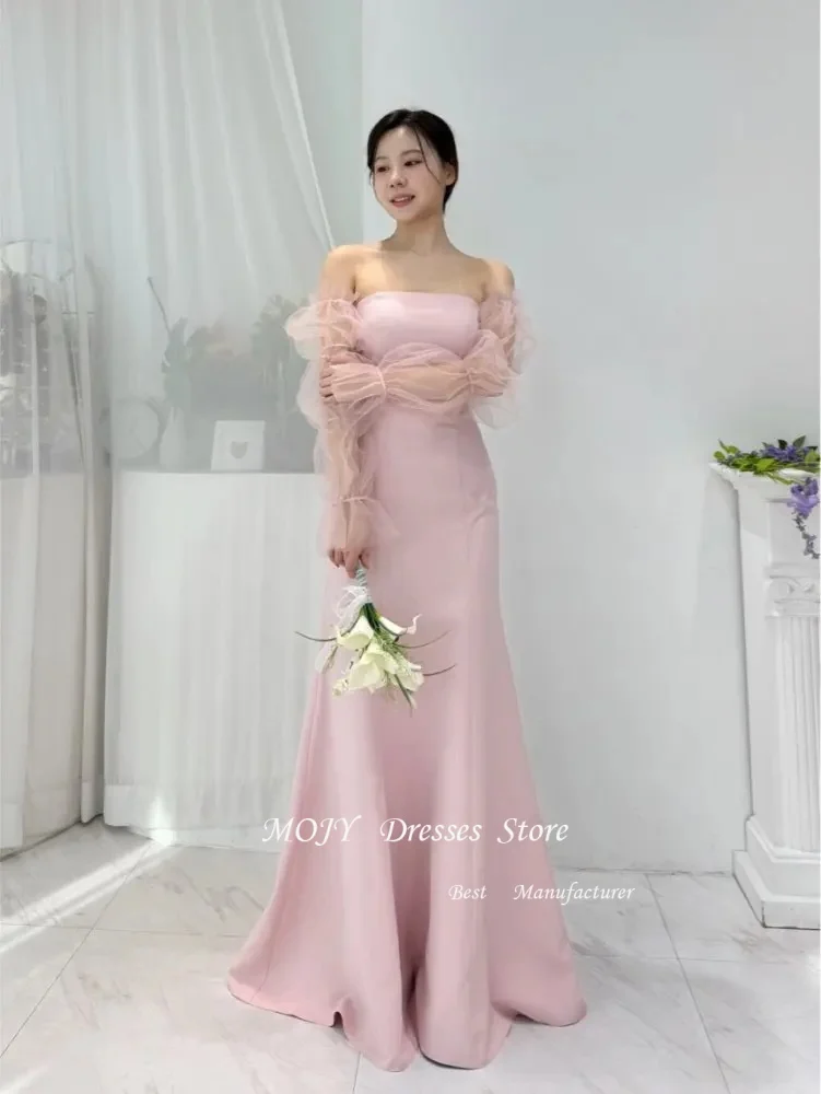 Mojy Розовые вечерние платья длиной до пола, корейская свадебная фотосессия, пышные длинные рукава, официальная свадебная фотосессия 웨딩드레스