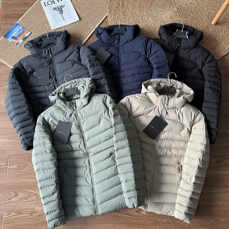 

Thiened Cotton Jaet for Men Winter Outdoor Windproof Warm Detachable Hat Casual Sle Faion Urban Loose Fit Long Sve