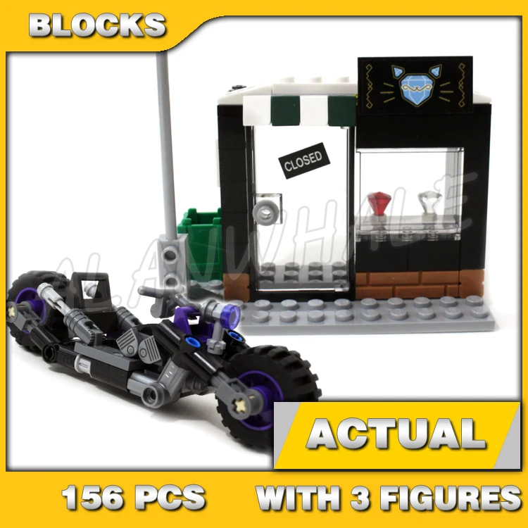 

156pcs Super Fighter Cat Girl Catcycle Chase Batcycle Jewelry Store Lamppost 10627 Building Blocks Sets Compatible With Model