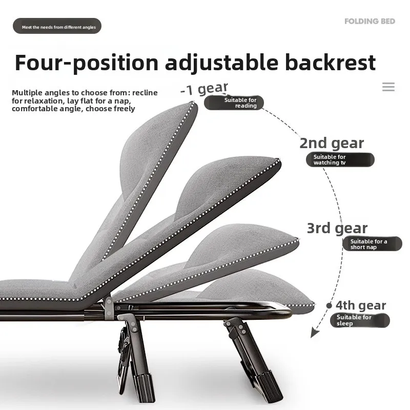 سرير فردي قابل للطي لاستراحة الغداء في المكتب، كرسي خلفي للنوم، يمكن وضع سرير مرافقة المستشفى المسطح، سرير المخيم في الهواء الطلق #4