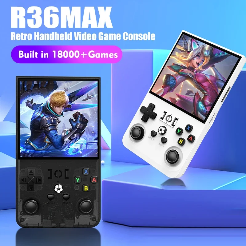 

R36MAX Ретро портативная игровая консоль RK3326 чип 64/128G Linux система с открытым исходным кодом 4-дюймовый HD-экран портативный карманный игровой плеер
