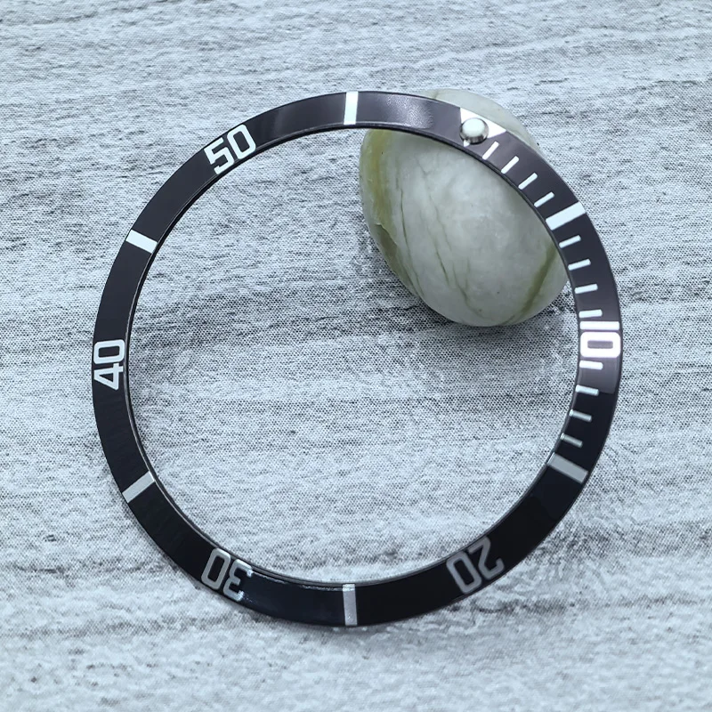 Mod 36,5 mm x 30,6 mm gebogener Retro-Uhrenlünetteneinsatz aus Aluminium, passend für Vintage Submariner für NH35-Uhrenzubehör, Gehäusering