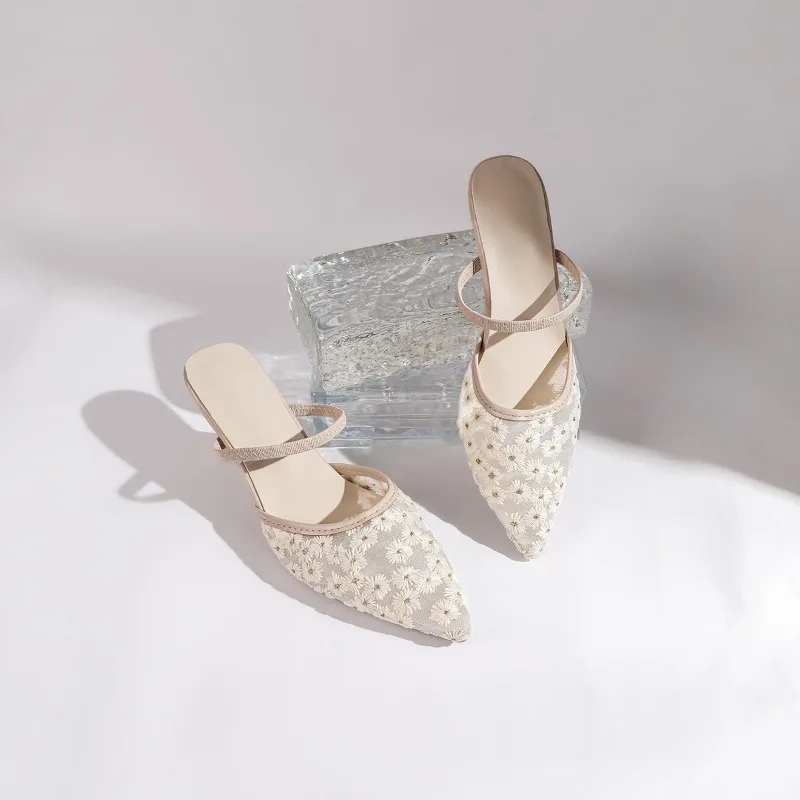 French Baotou Half Dragged Shoes 2026 Spring/Summer New Style Fairy Style Fashion Temperament Cool Dragging