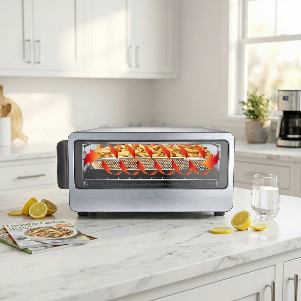 Air Fryer Toaster Oven Combo | 8-in-1 Functionality | Flip up & Away for Storage Space | Air Fry Basket, Sheet Pan, Wire