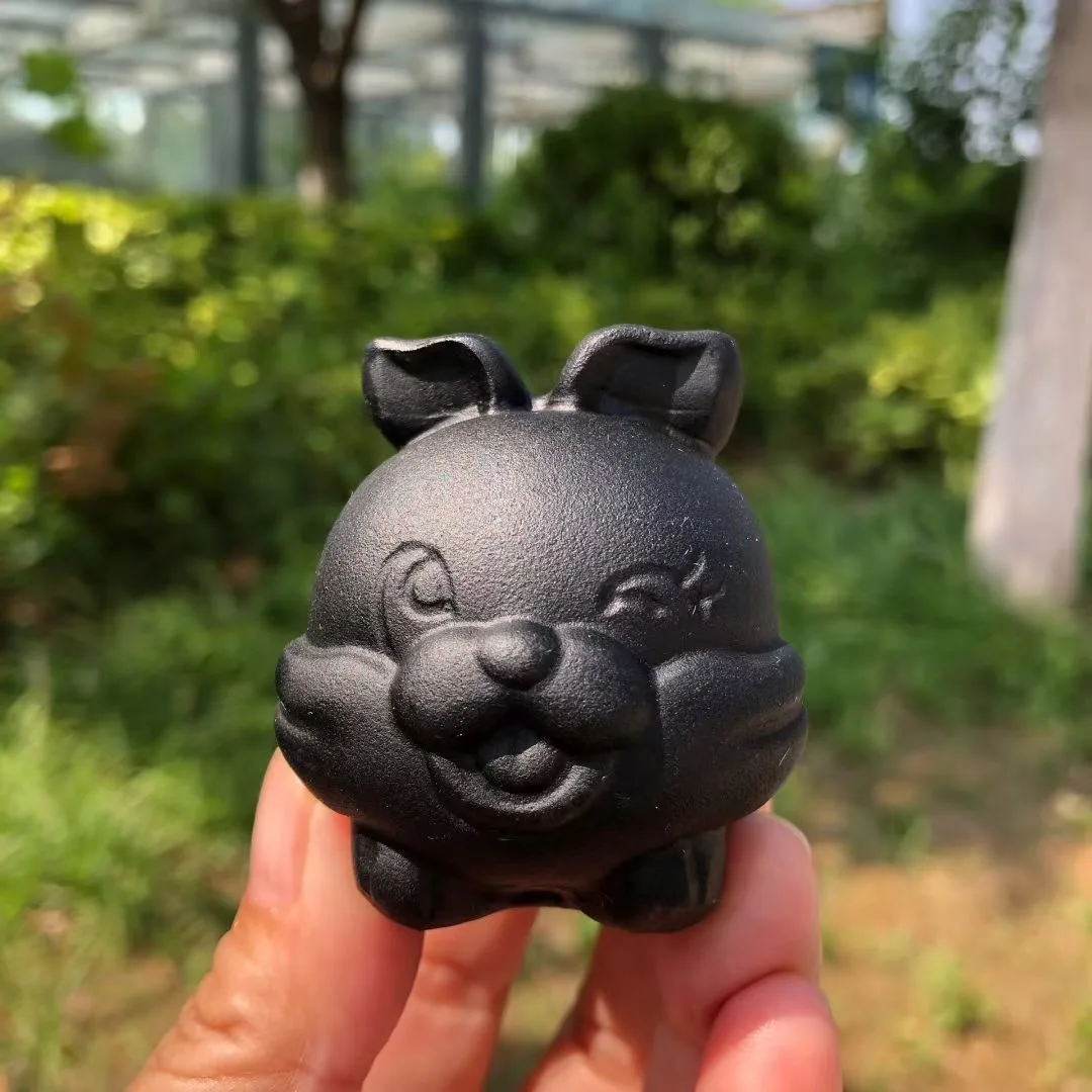5CM Natural Obsidian Crystal Carved The 12 Chinese Zodiac Signs Animal Figurine Decor Items Cute Stone Products Mineral Supplier