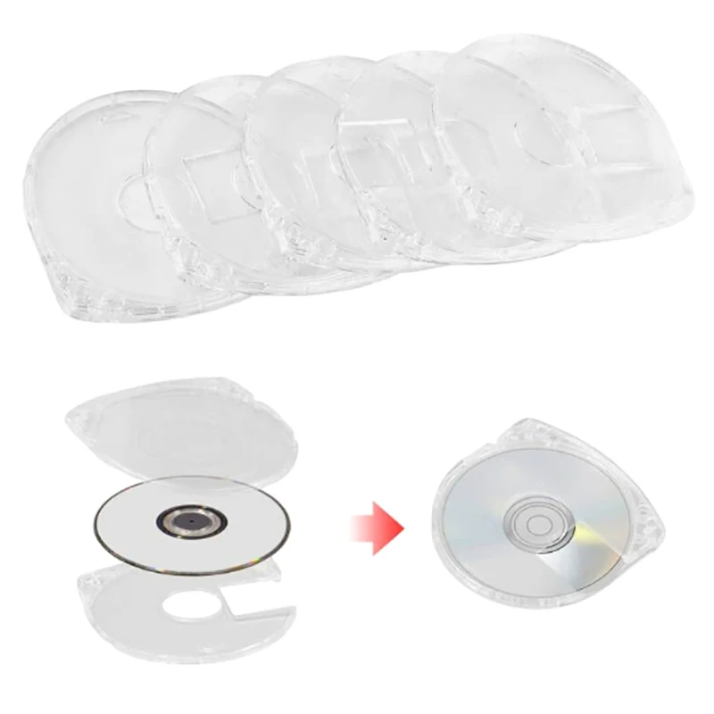 【Y】5Pcs Transparent Replacement Game Disc Storage Shell Cover Optical Disc Case Shell For PSP1000/2000/3000