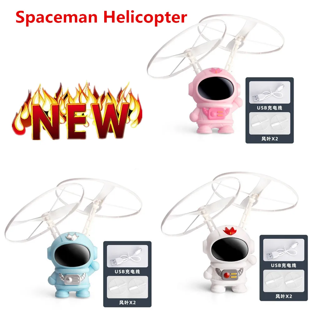 Mini Helicopter Spaceman Flying Robot Toys Rechargeable Indoor Helicopter Toys Gifts For Children