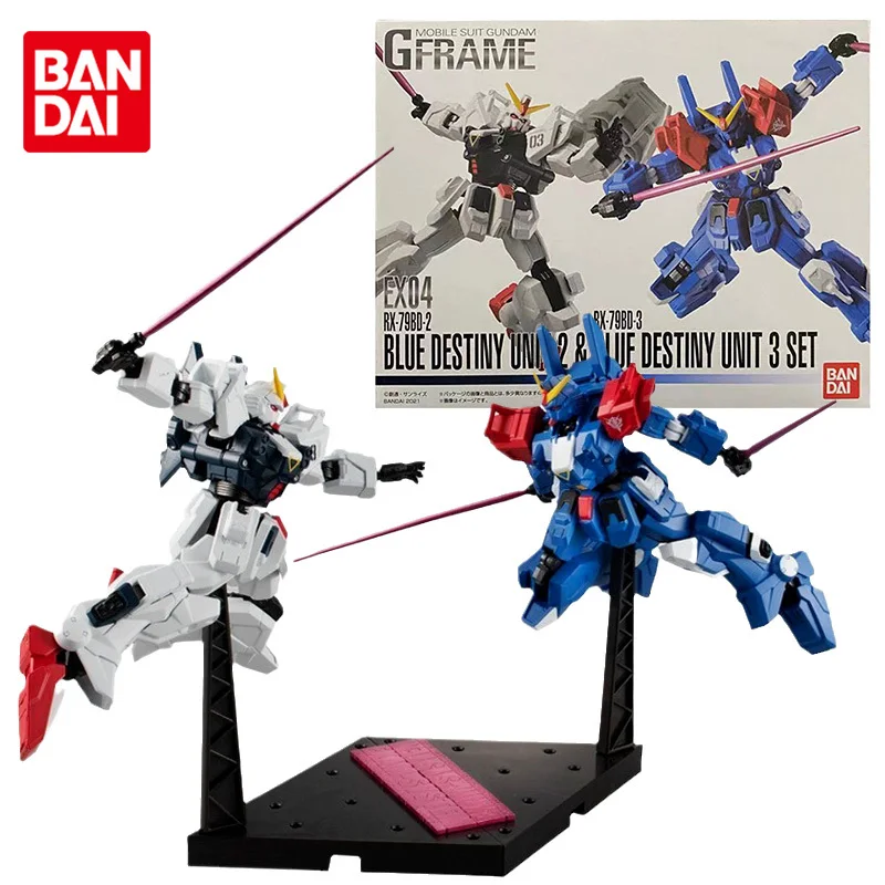 Bandai Gundam Model Kit Anime Figure GFRAME EX04 Blue Destiny Unit 2 3 Genuine Gunpla Anime Action Figure Toys for Children