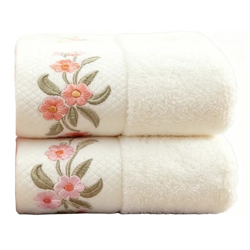 1/4/6pcs Flower Embroidery Bamboo Fiber Bath Towel Set 34x74cm Household Hand Face Towels Washcloths Toallas De Baño 타월