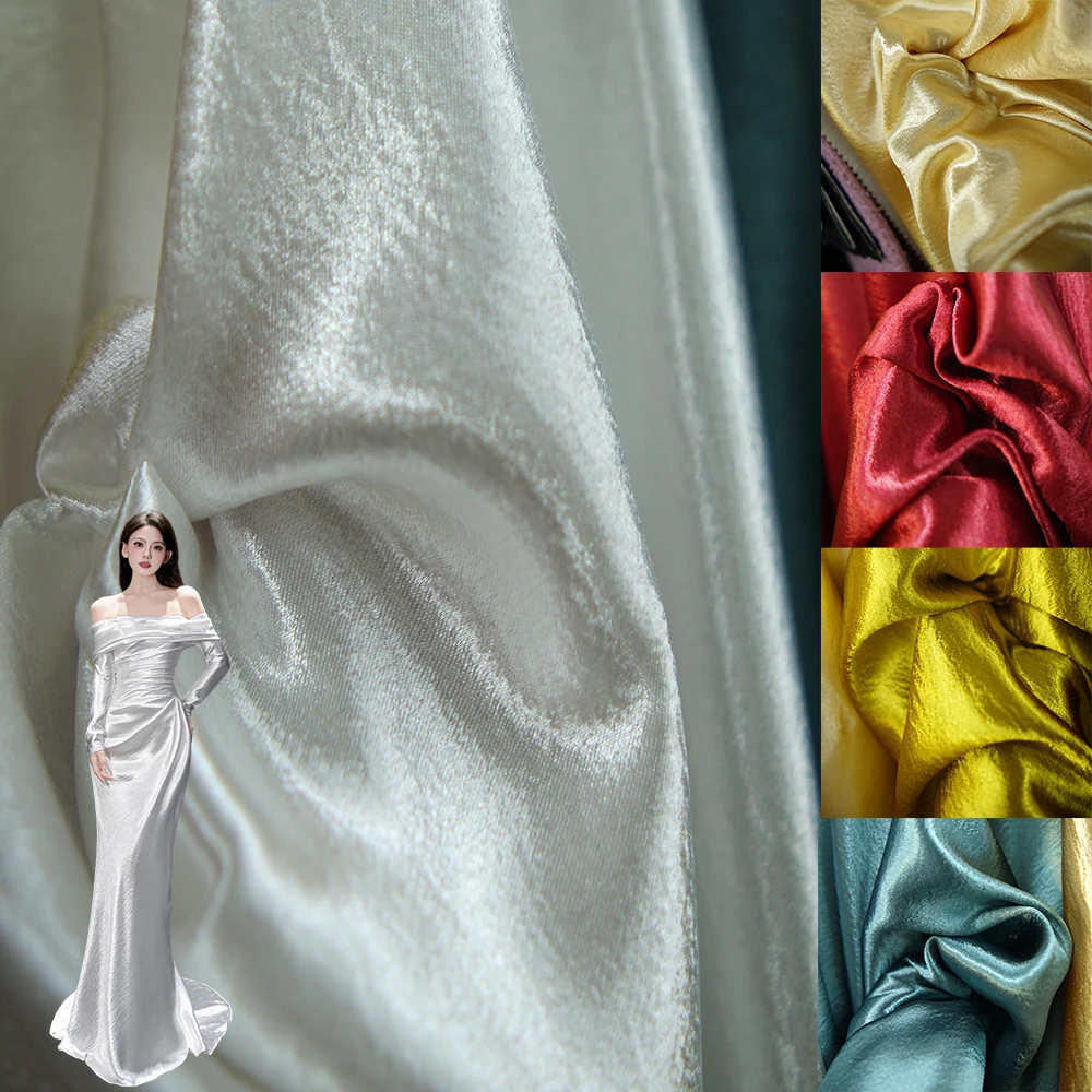 

Gold silver red white crystal silk satin fabric sewing skirts shirts sewing handmade DIY designer fabric