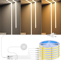 LED Self-Adhesive Linear Kitchen COB LED Strip Cabinet Lamp Embedded Wood Grain Grille Ceiling Slot Linear Wall Decoration Light