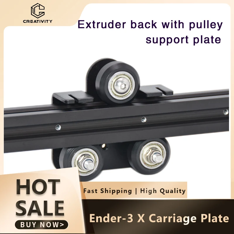 Ender-3 Aluminum X Carriage Plate with wheels Back Support Plate Pulley Panel Backplane for X-axis Ender 3/Pro CR-10/10S S4 S5