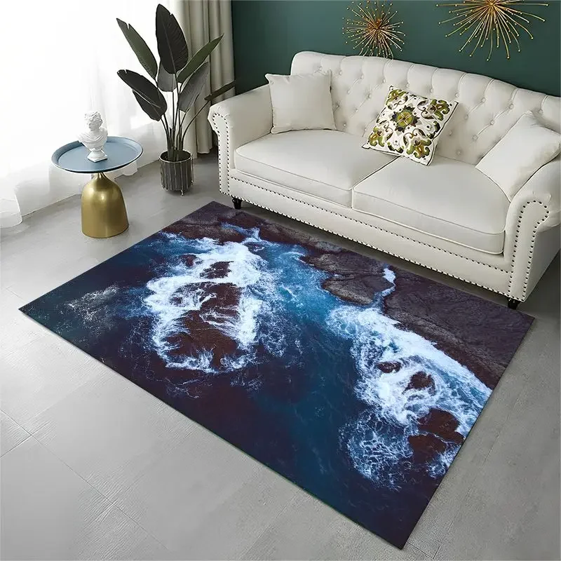 Mystery Sea Water Coastline Beach Reef Large Area Rug Non-slip Carpet for Bedroom Living Room Sofa Doormat Home Decor Floor Mat