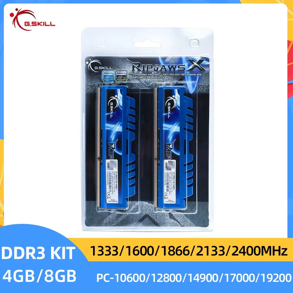 

G.SKILL Ripjaws X DDR3 8GB 4GB KIT 1600MHz 1333MHz 1866MHz 2133MHz 2400MHz DIMM 240Pin 1.5V PC3-14900 17000 ddr3 For Gaming