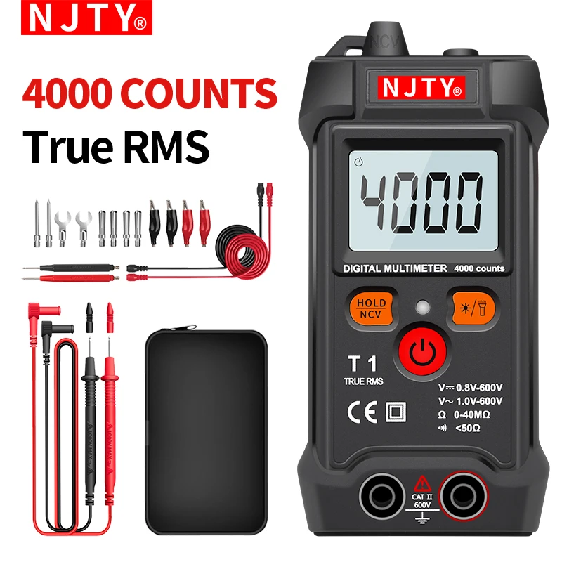 Imagem -02 - Njty-mini Multímetro Digital Medidor de Tensão ac dc Multimetro Inteligente Ohm Ncv Ferramentas Eletricista Instrumentos de Medição 4000 Contagens