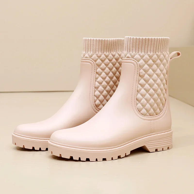 Bottes de pluie à plateforme pour femmes, bottes de travail confortables, bottes de pluie côtelées non aldes, mode extérieure, été, nouveau, 2023