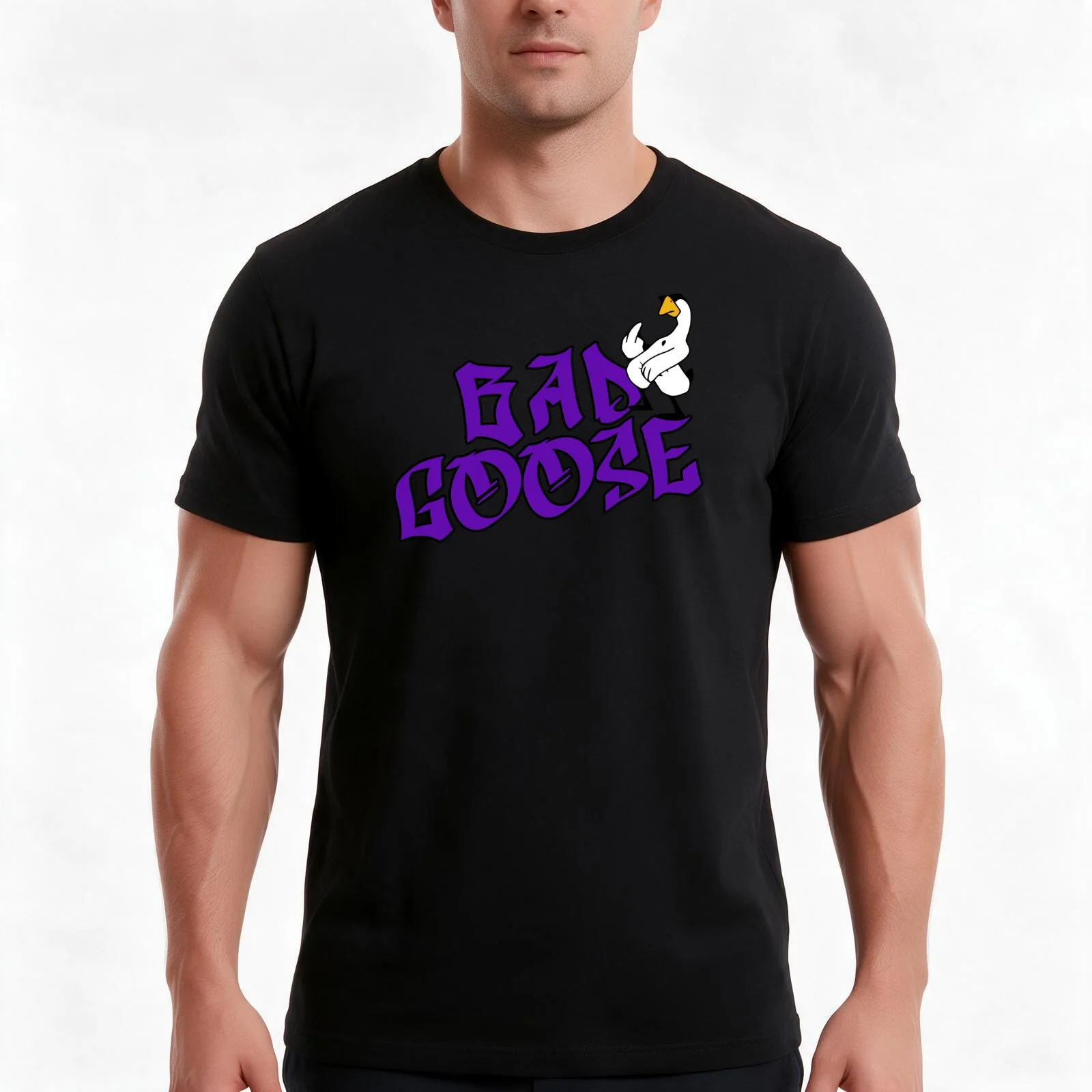 Bad Goose Sportswear T-Shirt, Summer Casual Cotton Tee, Oversized Streetwear Tops, Vintage Graphic Print, Loose Fit Short Sleeve