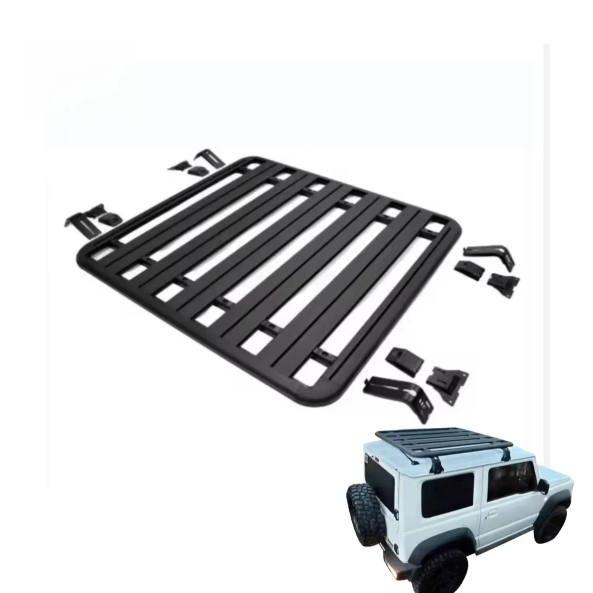 High-quality New Carbon Black Aluminum Alloy Rooftop Mount Roof Luggage Rack 100kg+ Load Capacity 40KG for Jimny JB64