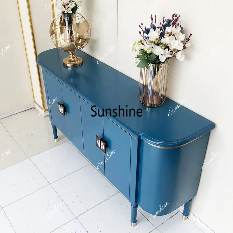 Solid wood light luxury dining side cabinet hotel partition entrance cabinet living room decoration cabinetTJ
