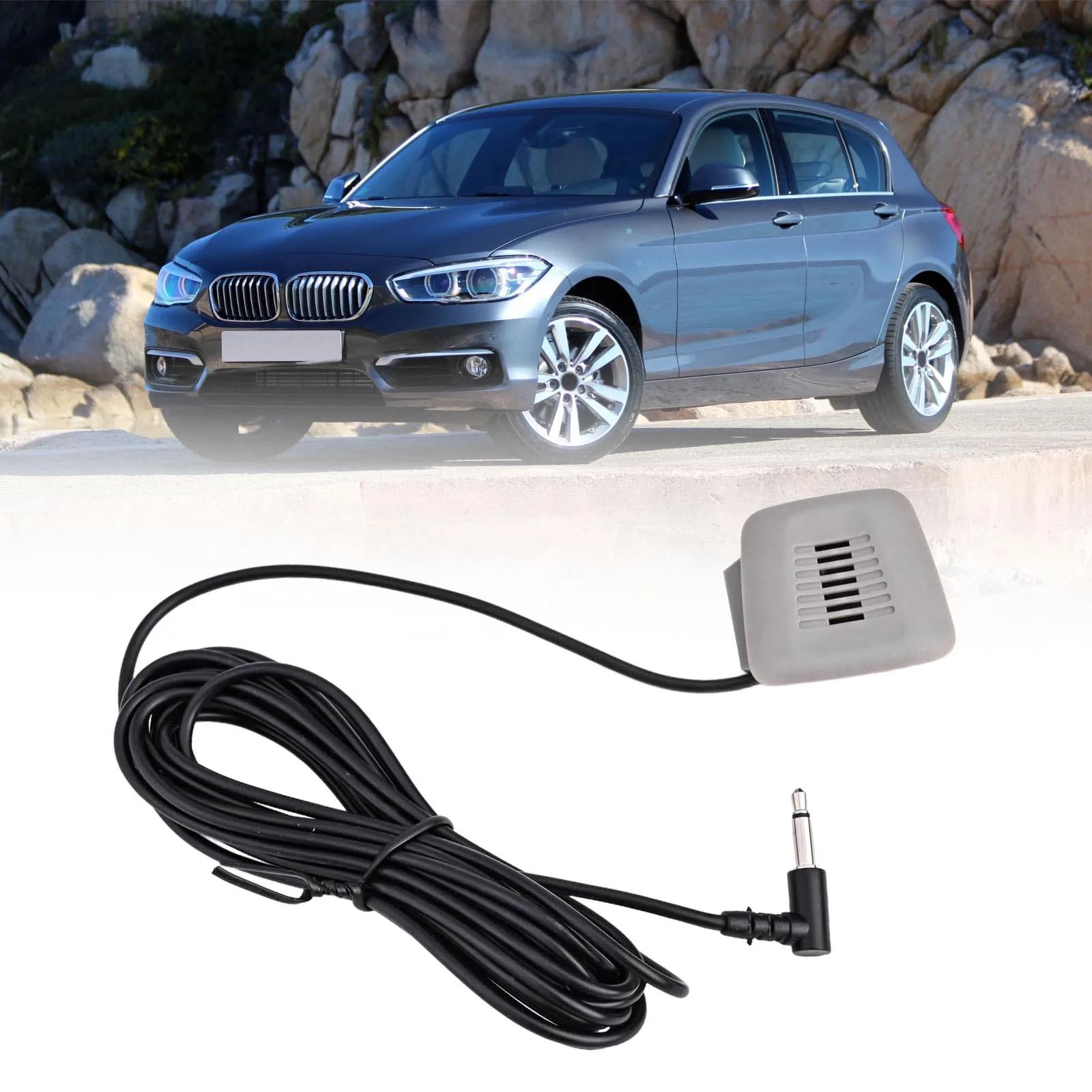 Car Audio Accessory 3.5mm Wired Microphone for BMW Models with 9.7mm Diameter Mic Element and Roof Panel Mount