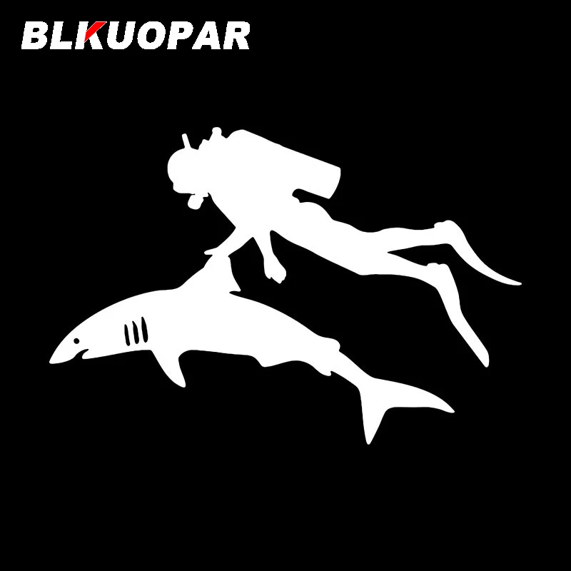 BLKUOPAR Divers Caress Sharks Car Stickers Creative Vinyl Decals Occlusion Scratch Die Cut Interesting Waterproof RV ATV Styling