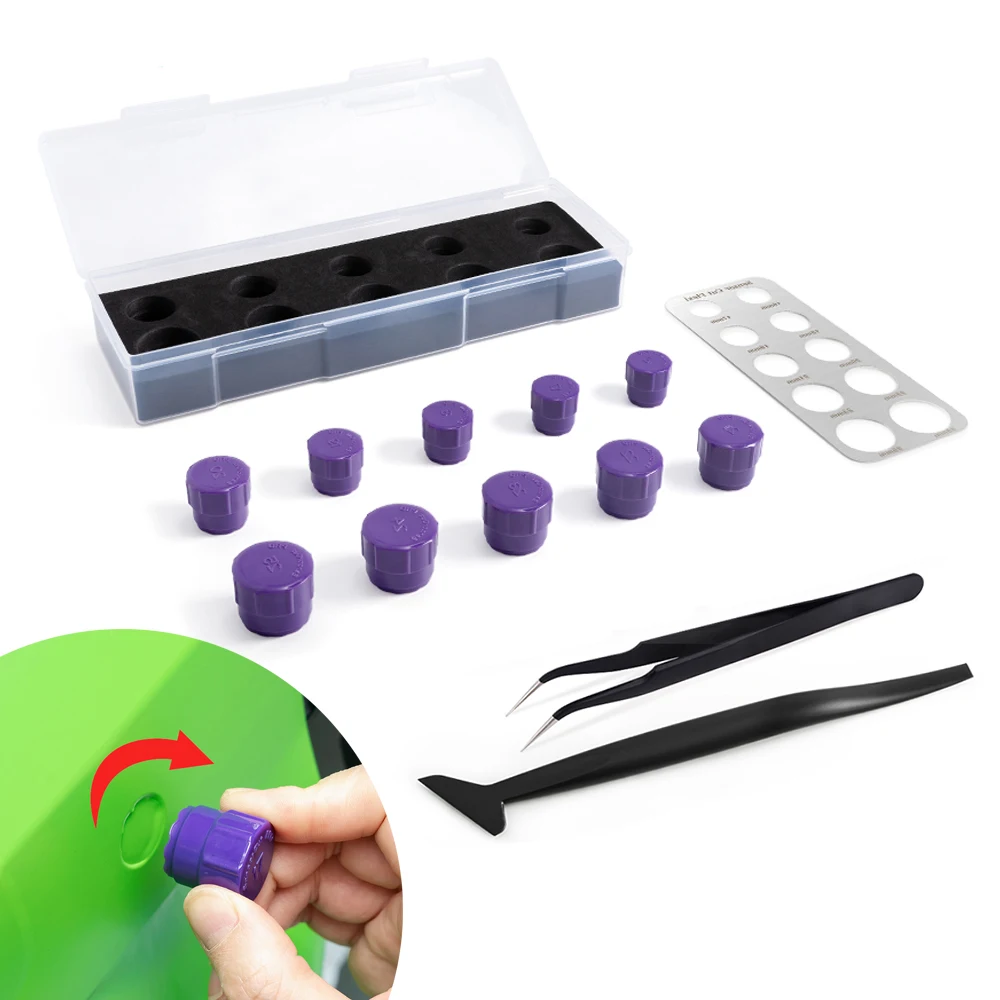 FOSHIO Precise Car Radar Hole Cutting Template Vehicle Parking Sensor Vinyl Wrapping Squeegee Tool 16~25mm Diameter Round Set