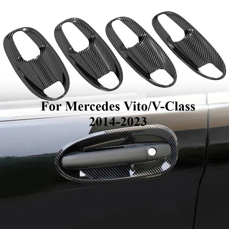 

For Mercedes Vito/V-Class 2014-2023 - Door Handle Covers ABS Carbon Fiber Look Style, Exterior Mirror Styling Accessories