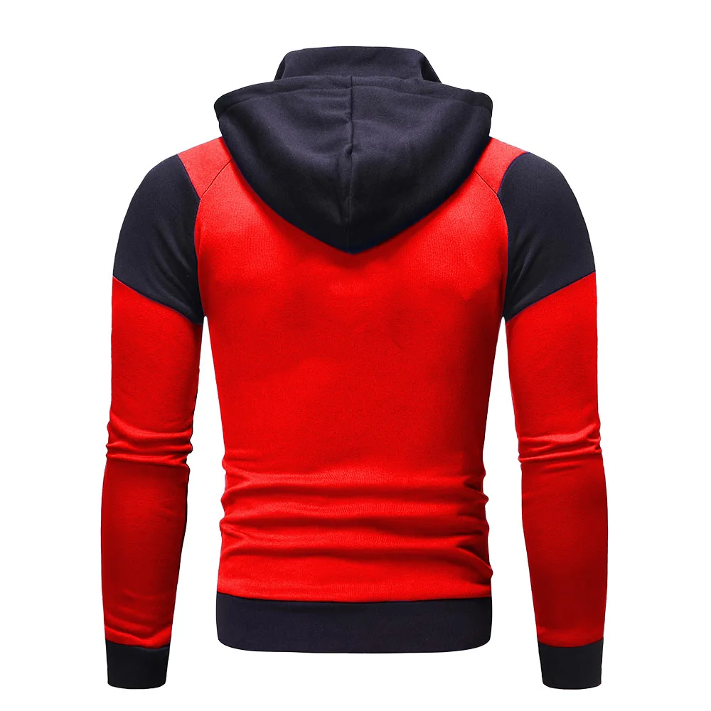 Men's Hoodies Jacket Slim Fit Hooded Zipper Patchwork Coats Man Solid Thicken Warm Sweatshirt Men's Casual Outdoor Clothing Tops