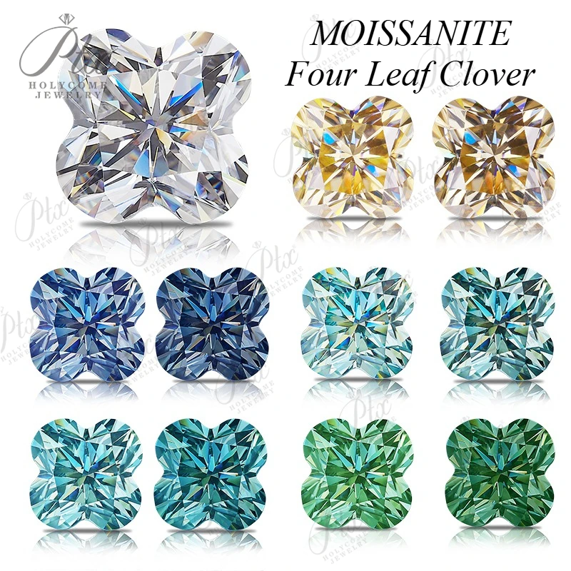 

Moissanite Stone Four Leaf Clover Shape 0.4-6CT Multicolor VVS1 Clarity with GRA Certificate Jewelry Making Material Kandi Beads