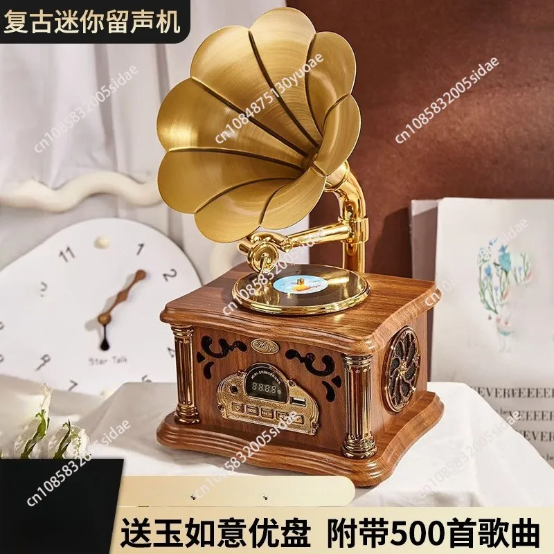Suitable for retro mini phonograph retro living room decoration ornament home creative bluetooth speaker birthday gift