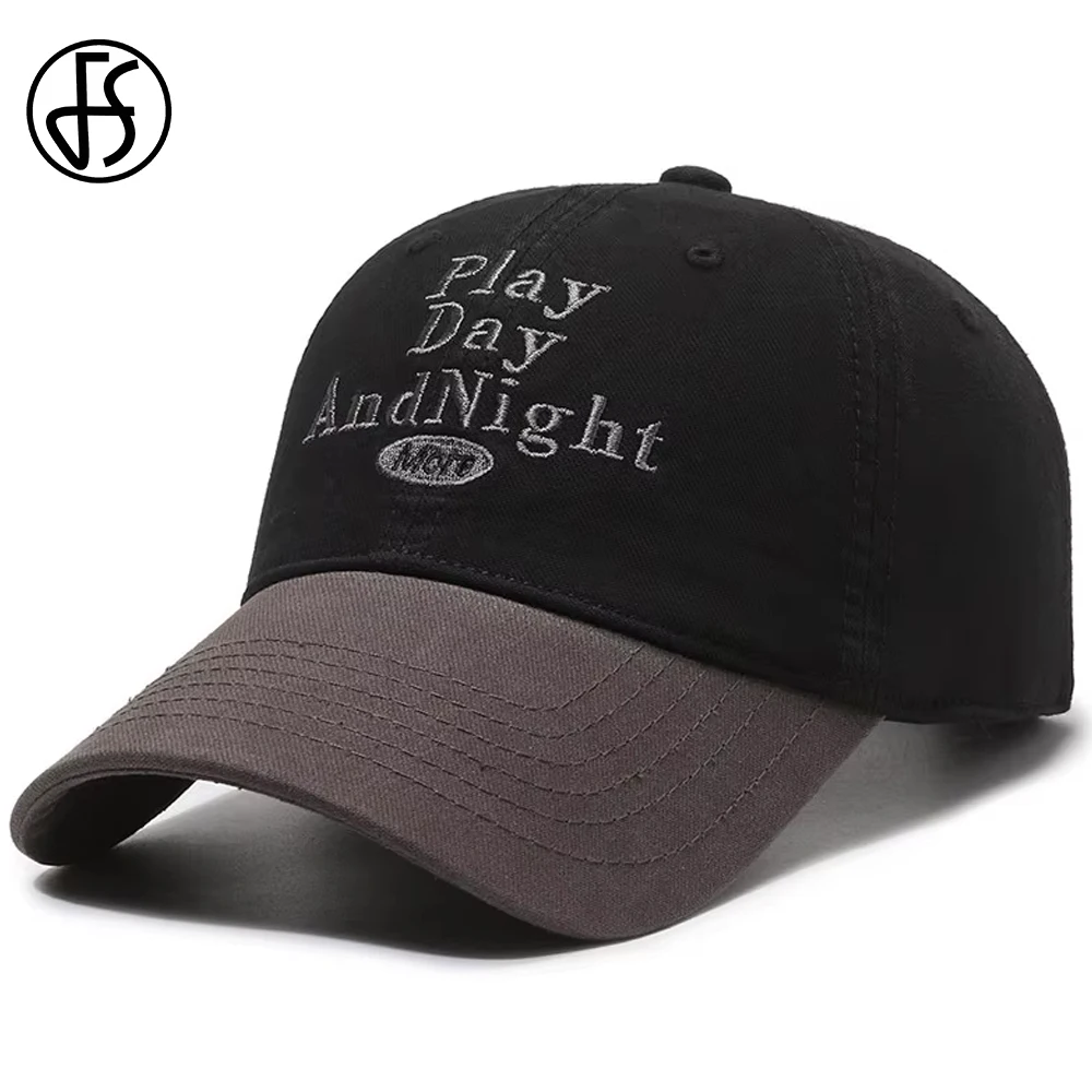 

FS Black Brown Letter Baseball Caps For Men Cotton Vintage Women Designer Hat Streetwear Summer Hip Hop Cap Casquette Homme 2025