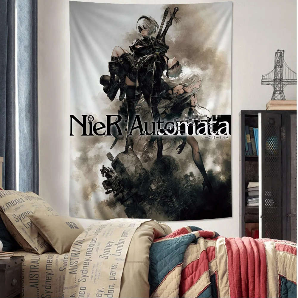 N-NieR A-automata Colorful Tapestry Wall Hanging Hanging Tarot Hippie Wall Rugs Dorm Art Home Decor