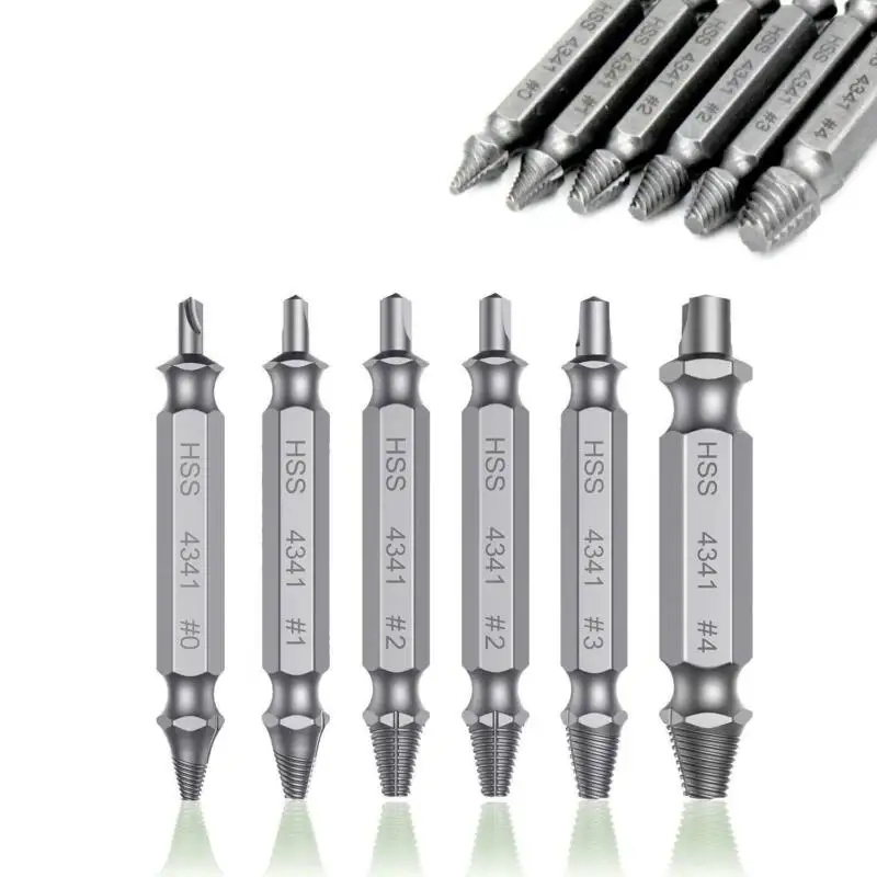 6PCS HSS Damaged Screw Extractor 2-12mm Speed Out Drill Bits Set Double-headed Broken Bolt Remover For Removing Broken Screws