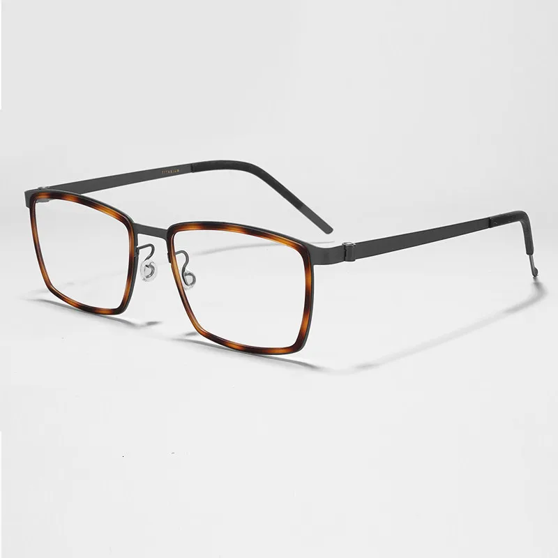 

Винтажная ультралегкая оправа для очков из чистого титана 9711, квадратная деловая оправа для очков, которую можно сочетать с очками по рецепту.